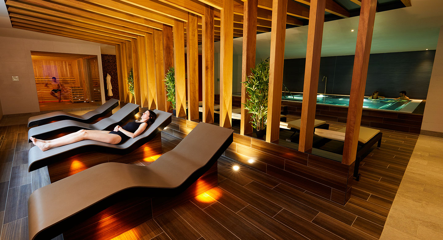 Image of the spa facilities at David Lloyd Royal Berkshire, including heated beds and hydro pool